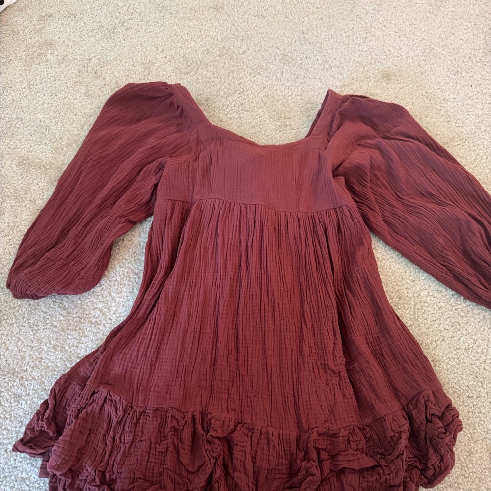 In Bloom Terracotta Puff Sleeve Dress